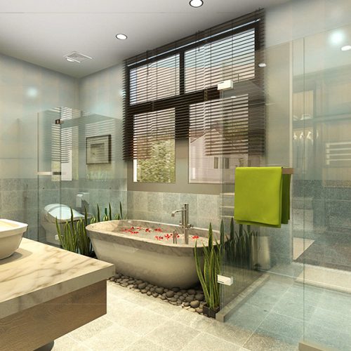 thiết kế phòng tắm phong cách hiện đại cho diện tích lớn